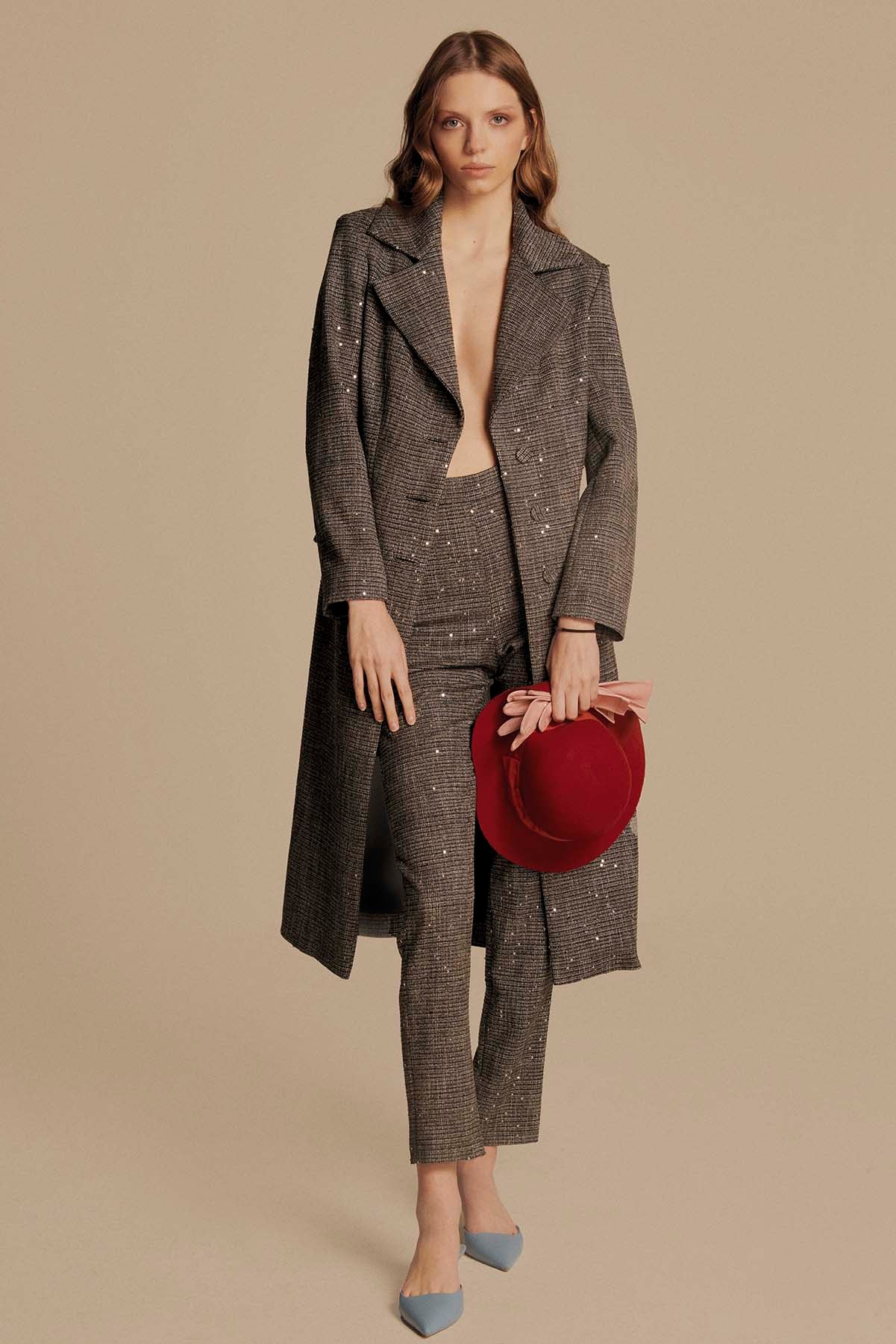 CAPPOTTO LUNGO IN CADY E PAILLETTS