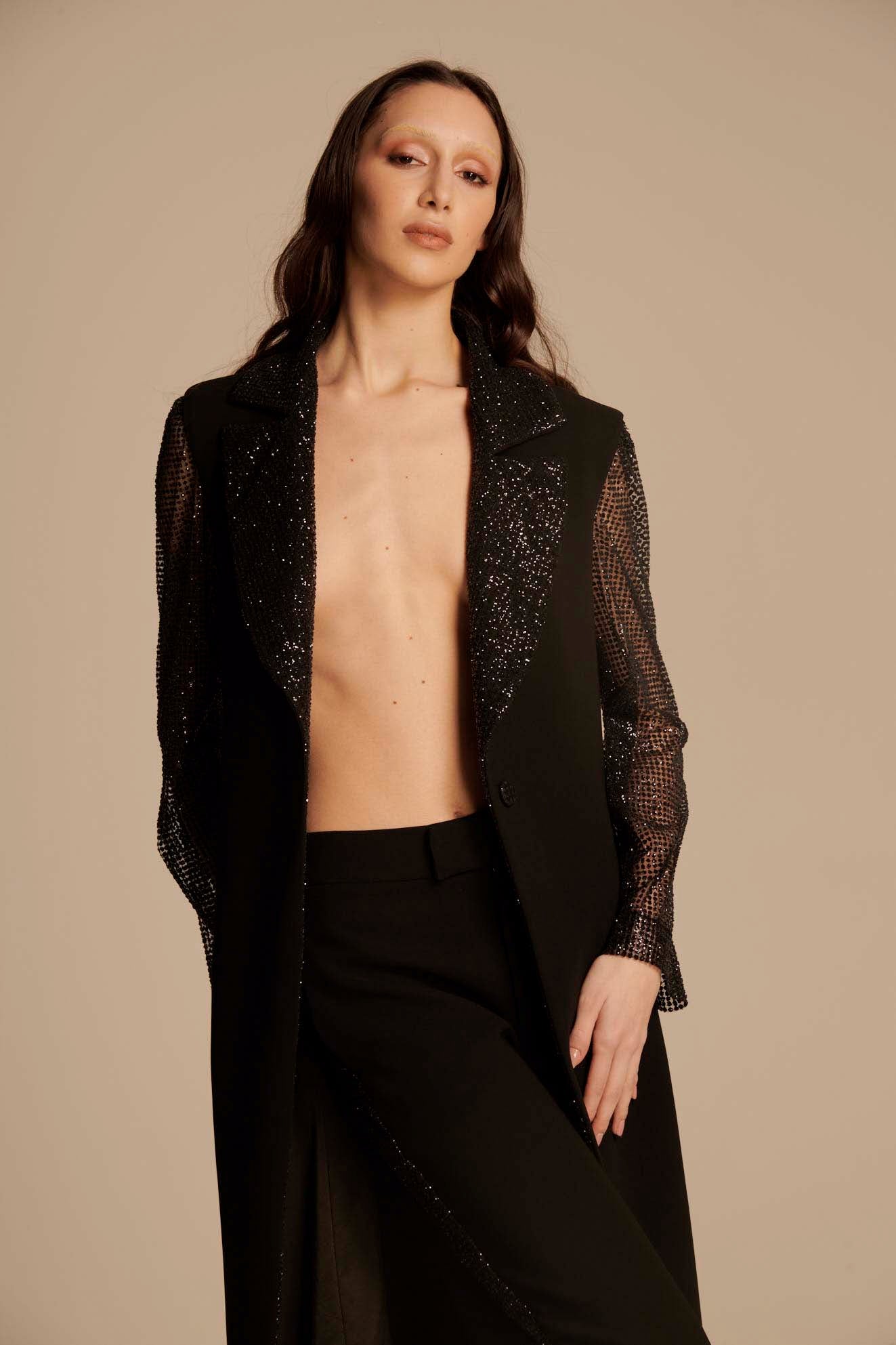 CAPPOTTO LUNGO IN CADY E GLITTER