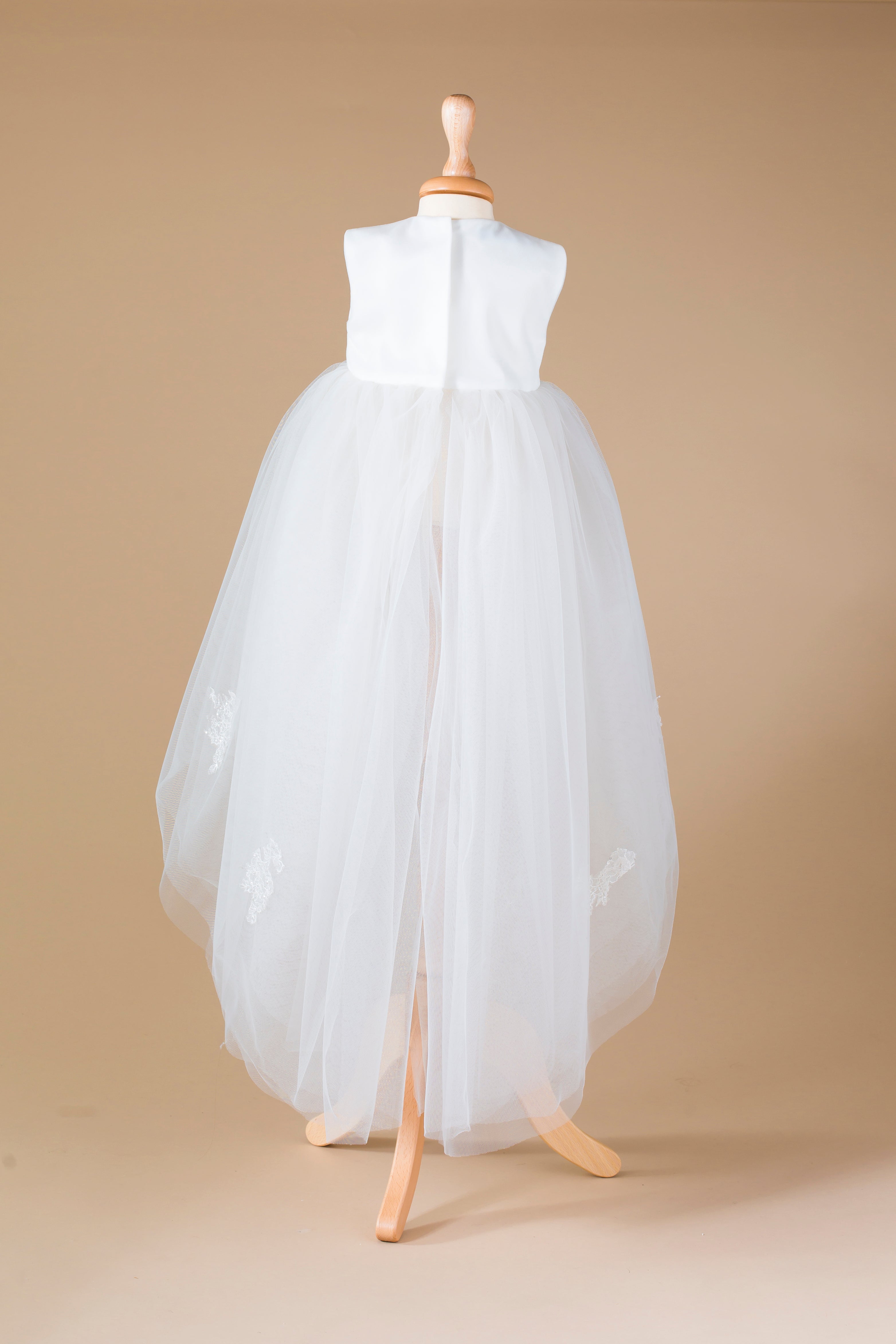 DRESS IN TULLE AND EMBROIDERY WITH EMBROIDERED SEQUINS