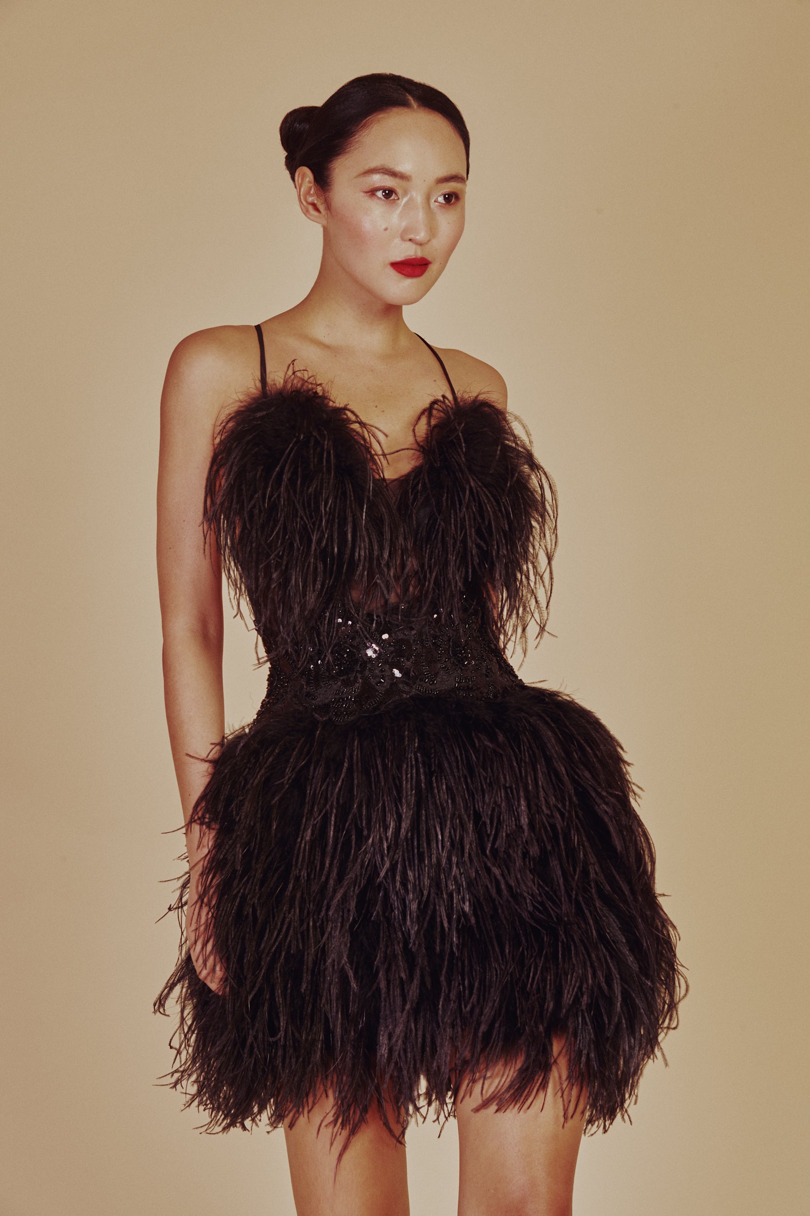 FEATHER MINI DRESS