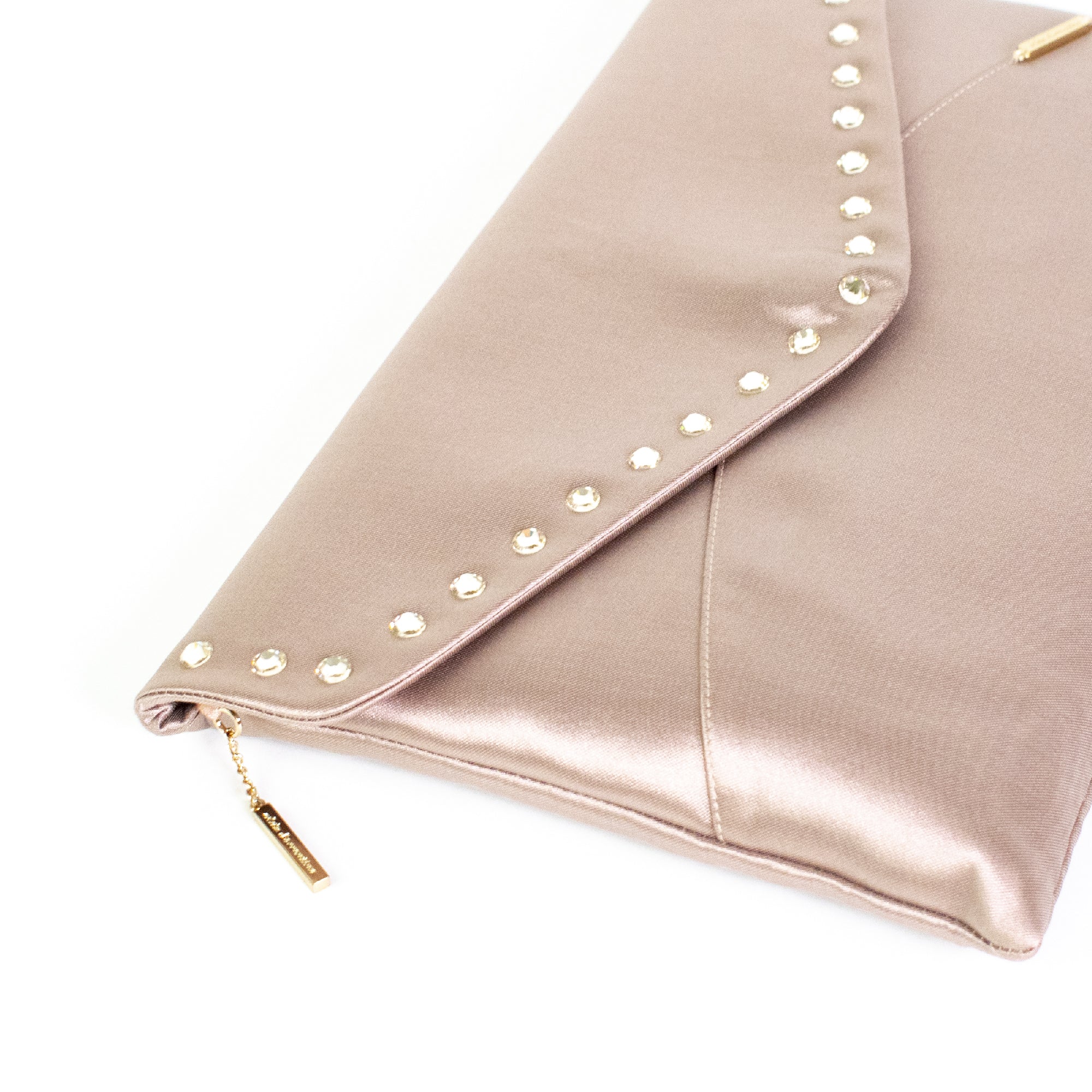 Pochette rosa cipria con swarovski
