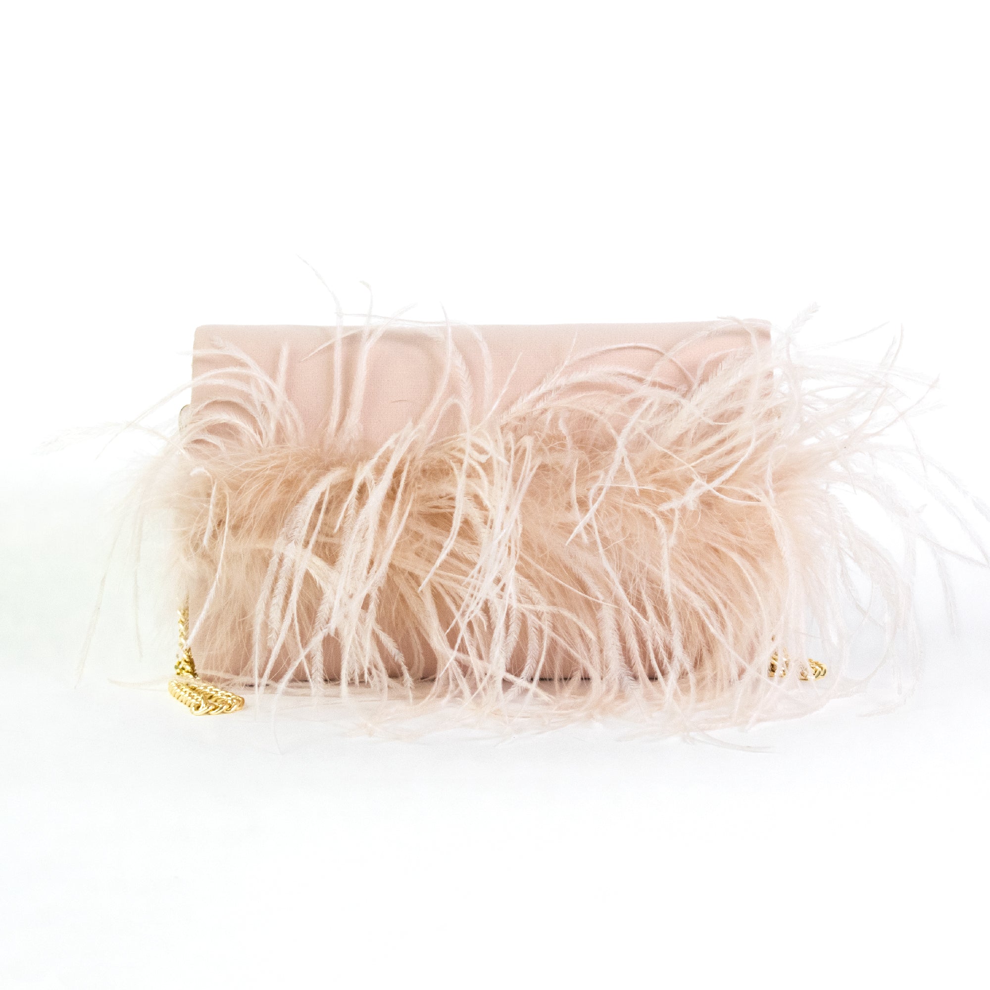 Pochette rosa con piume
