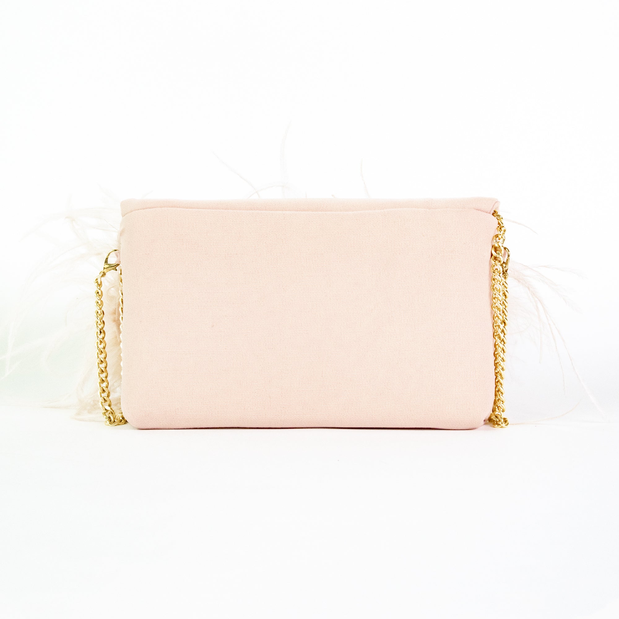Pochette rosa con piume