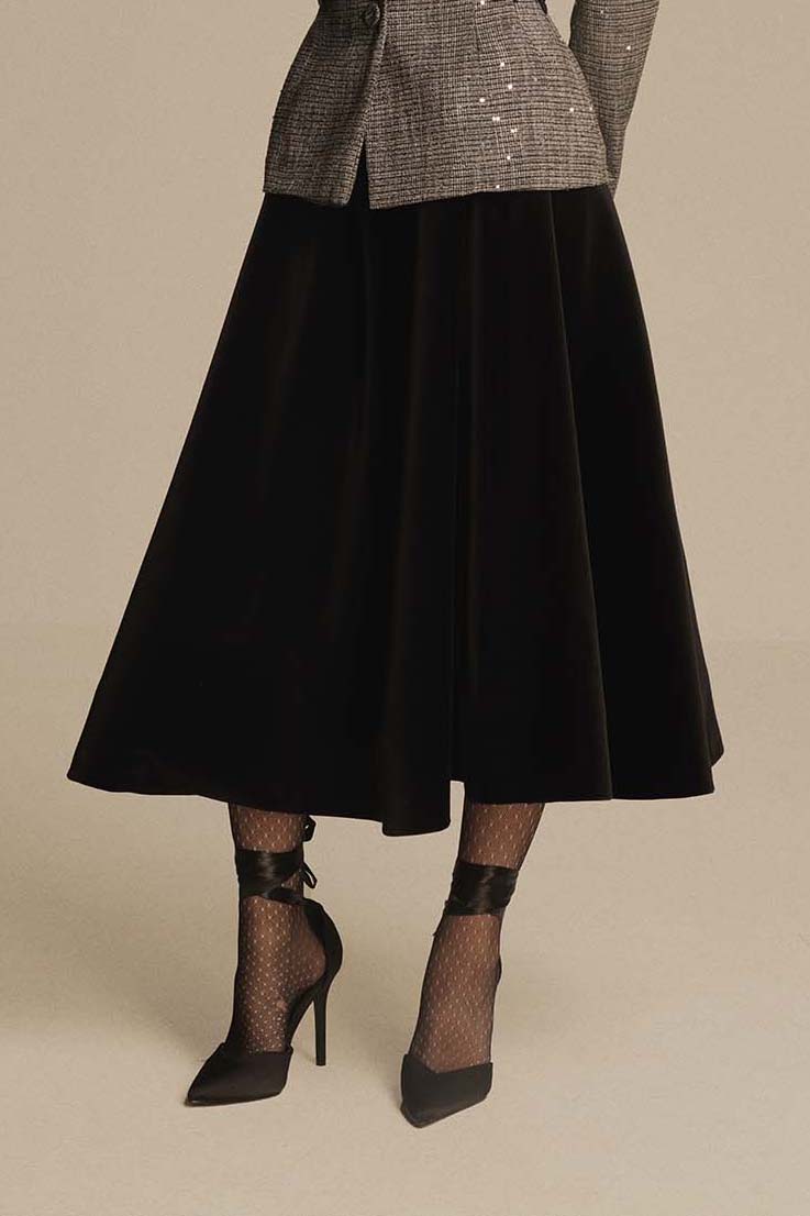 VELVET MIDI SKIRT 