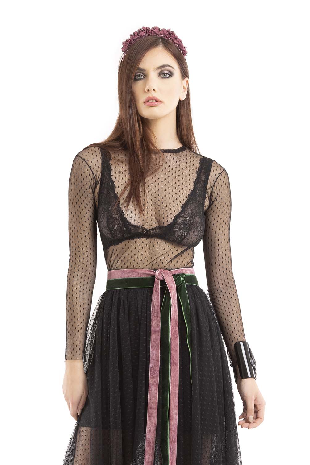 TOP IN TULLE POIS