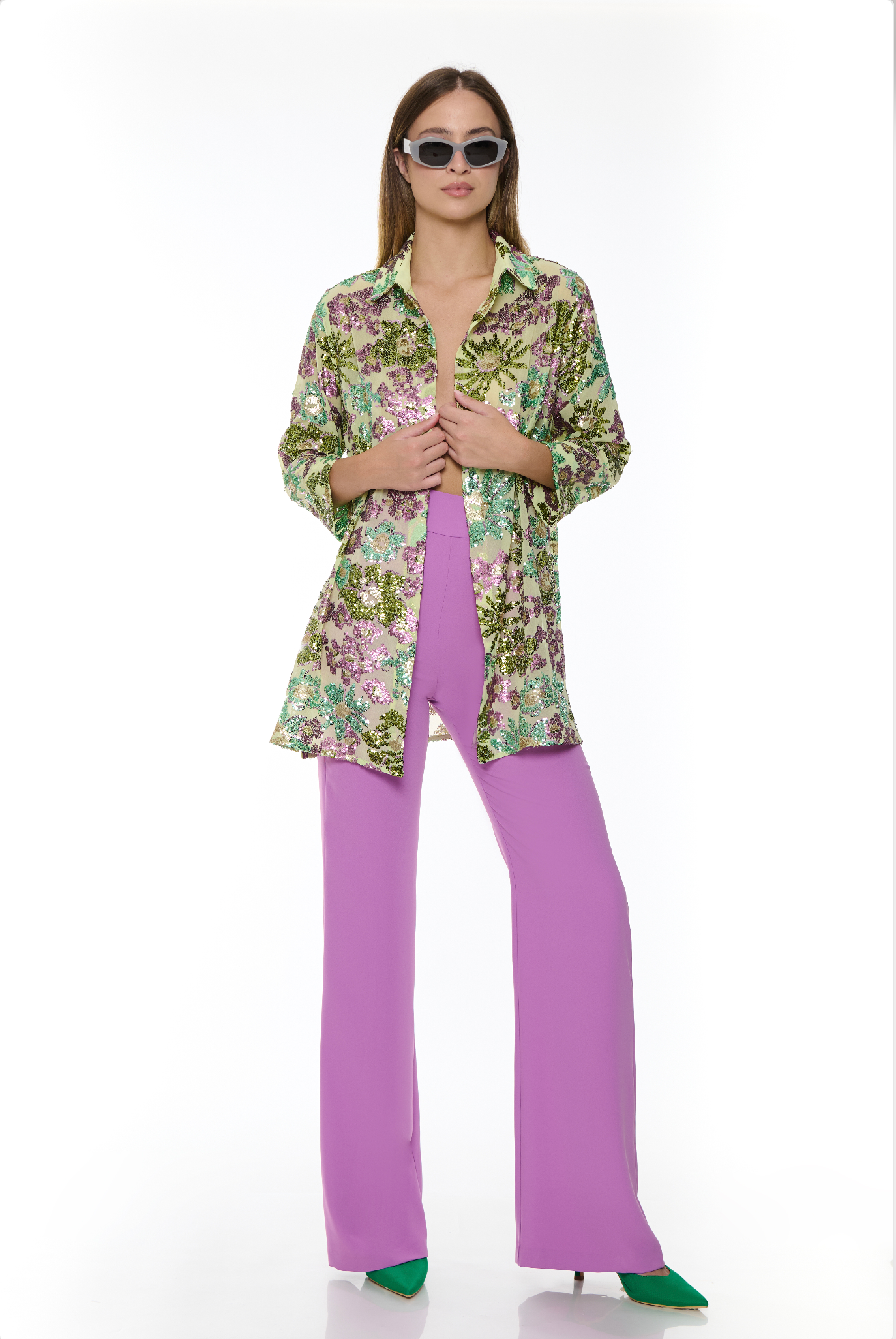 Camicia in seta ricamate con paillettes