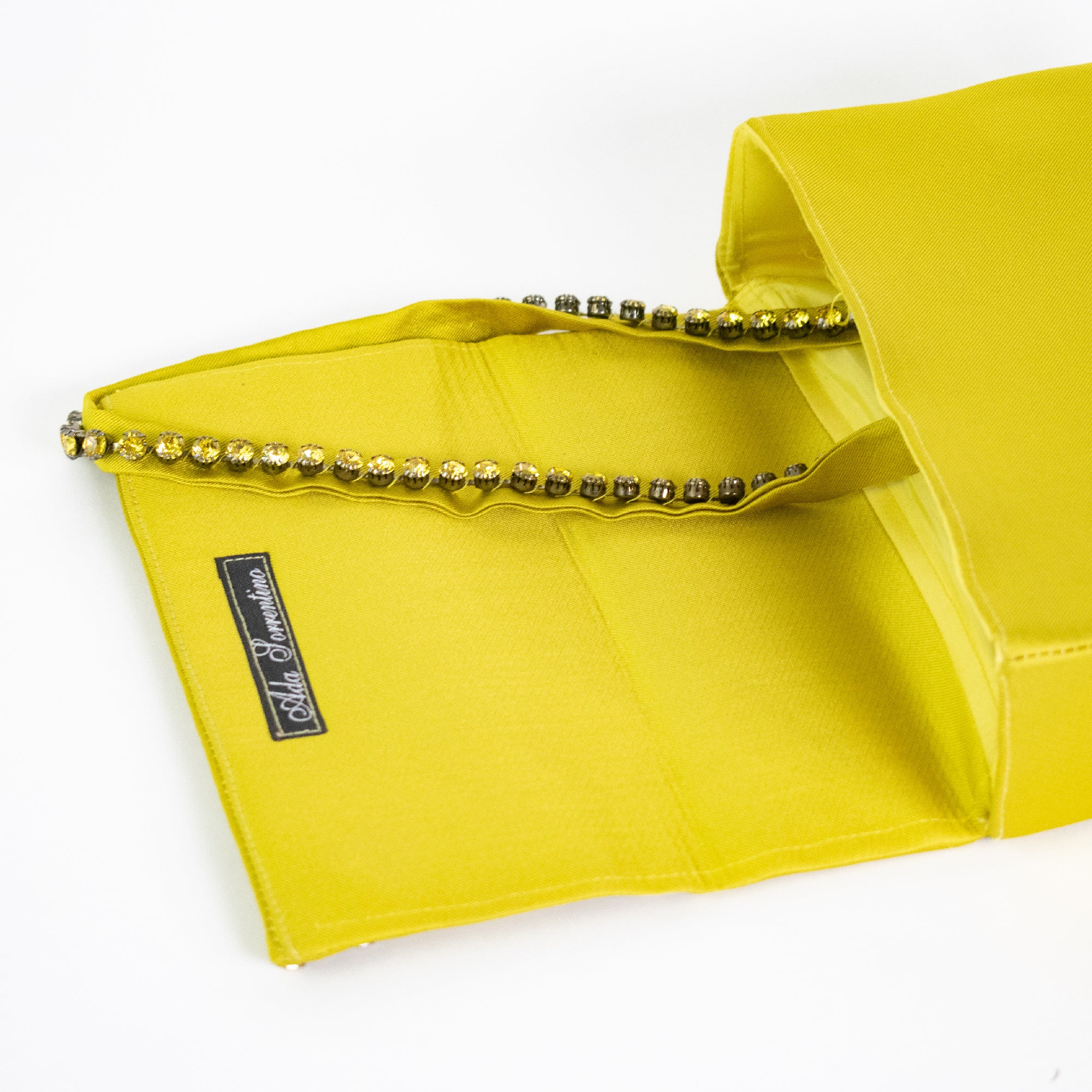 Yellow clutch bag with Swarovski