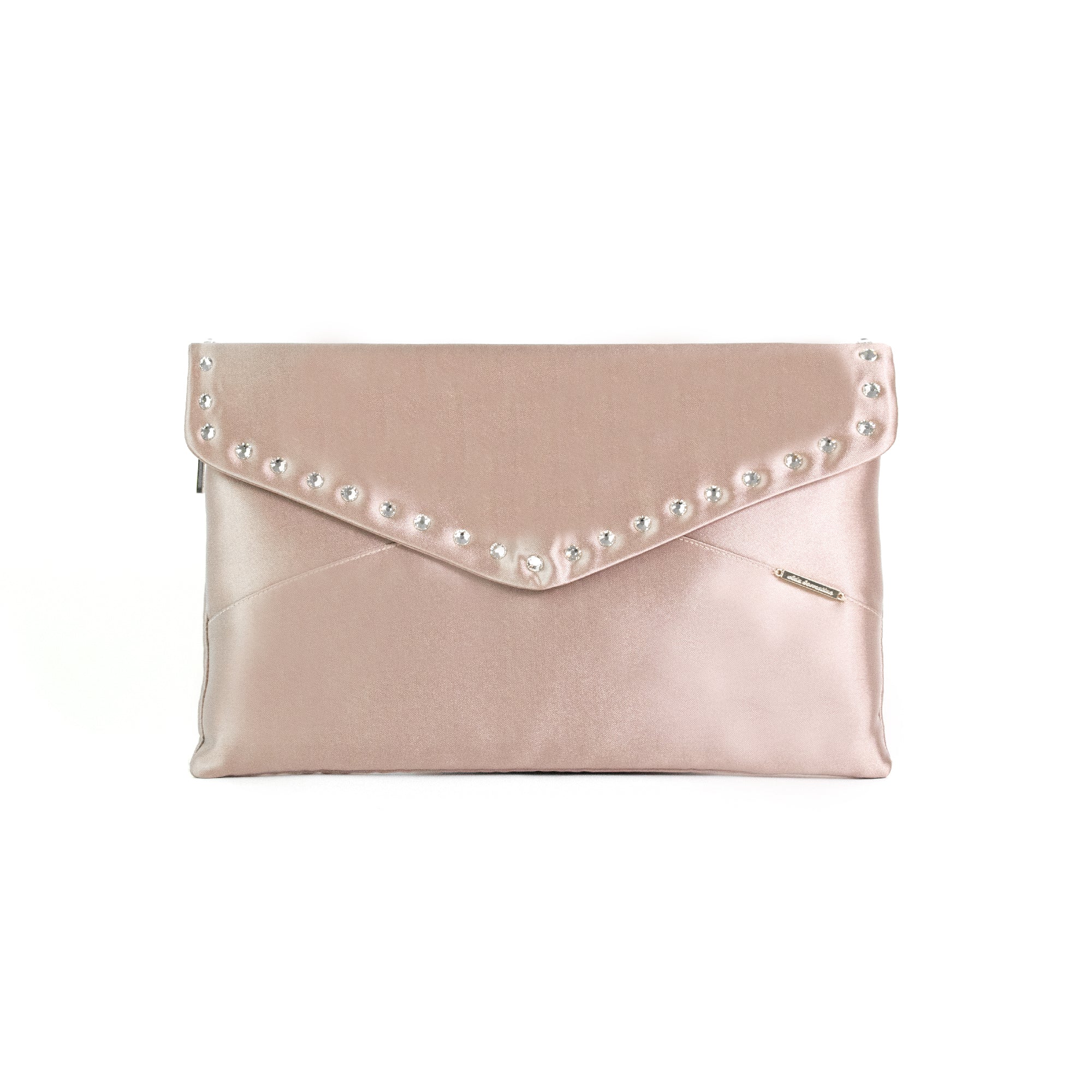 Powder pink clutch bag with Swarovski