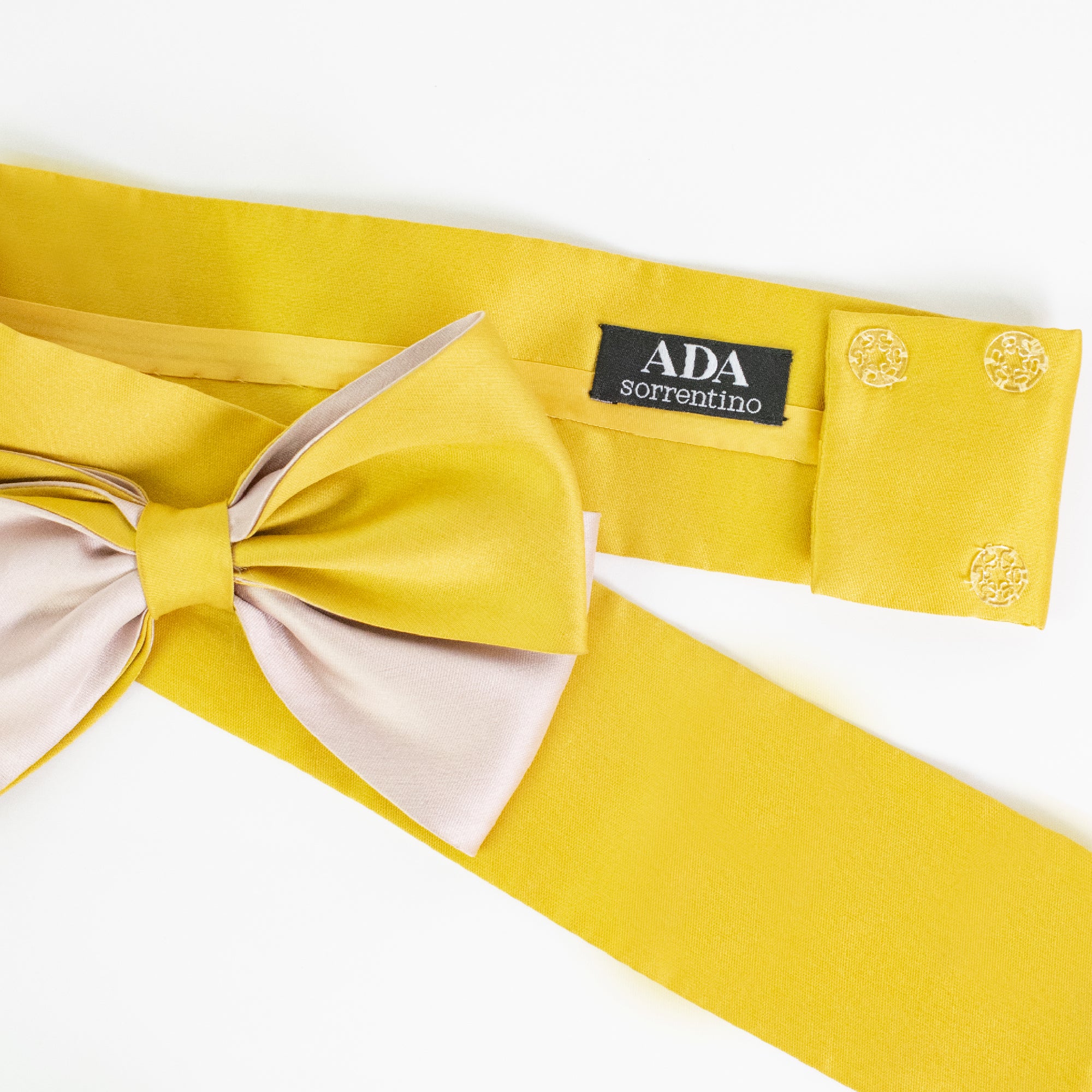Yellow mikado belt with two-tone bow